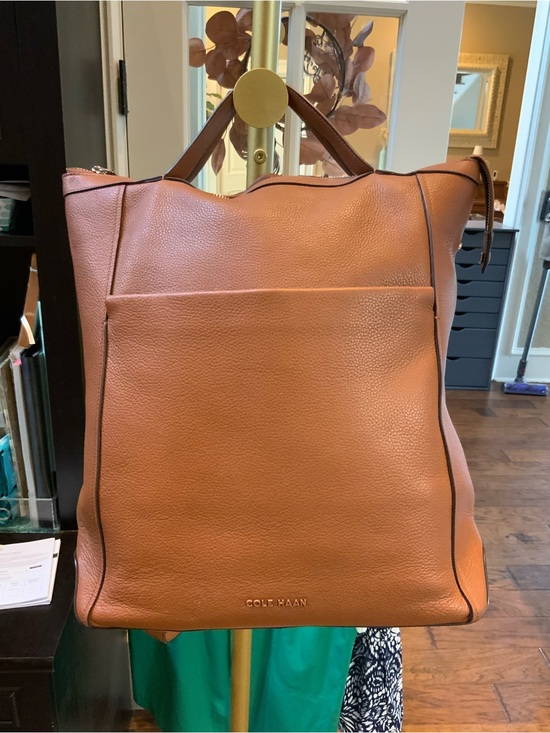 Cole Haan Handbags - Cole Haan Tan Leather Tote-Style Backpack